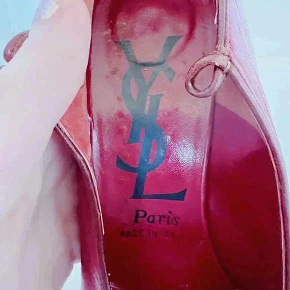YSL Yves Saint Laurent Vintage Dark Red Leather Pumps Heels Pumps Size 8 US - Picture 8 of 13